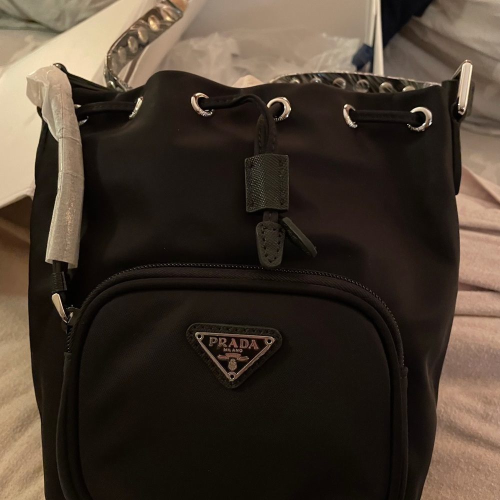 Prada Tessuto Vela Bucket Bag Black NWT